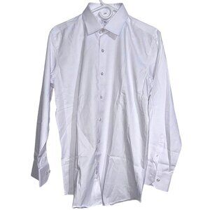 Tmg White Classic Button Down Long Sleeve Dress Shirt Italy Size 16 Cotton Blend
